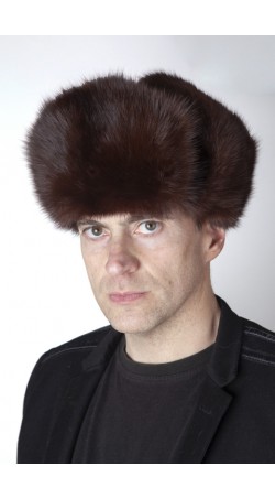 Marten-Sable fur hat, Russian style, dark brown